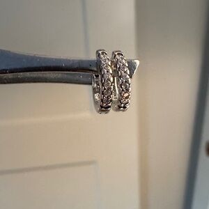 Pandora Sterling Silver Sparkling Huggie Hoop Earrings
